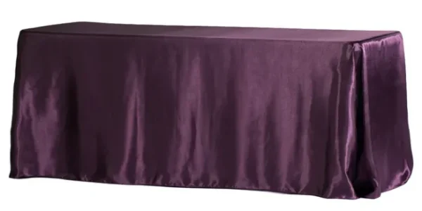 EGGPLANT RECTANGULAR SATIN TABLECLOTH 90" X 156"