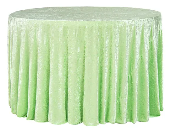 MINT GREEN ROUND VELVET TABLECLOTH 120"