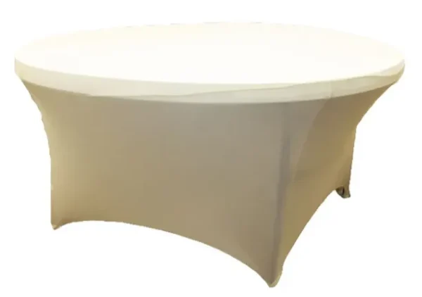 IVORY ROUND SPANDEX TABLECLOTH 120"