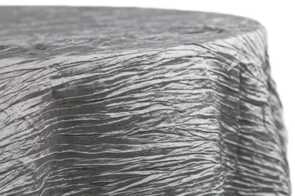 SILVER ROUND TAFFETA TABLECLOTH 120"
