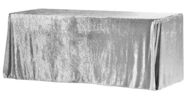 SILVER RECTANGULAR VELVET TABLECLOTH 90" X 132"