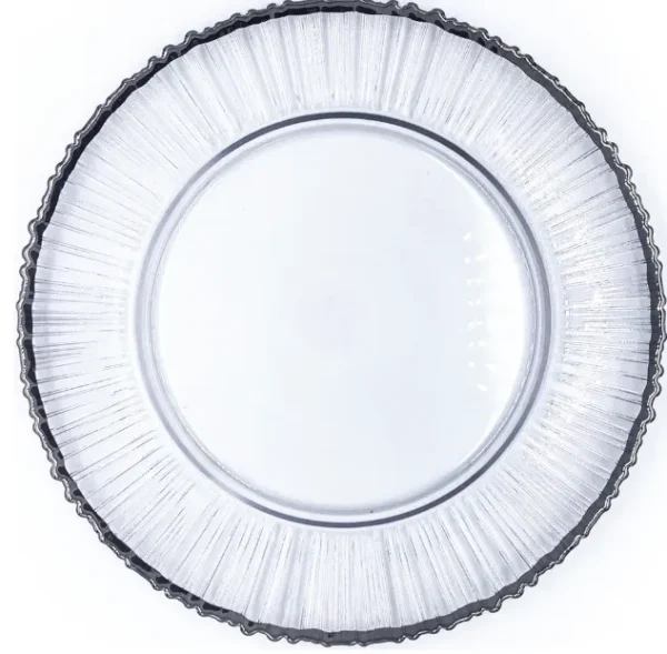 FINA GLASS CHARGER PLATE WITH BLACK RIM