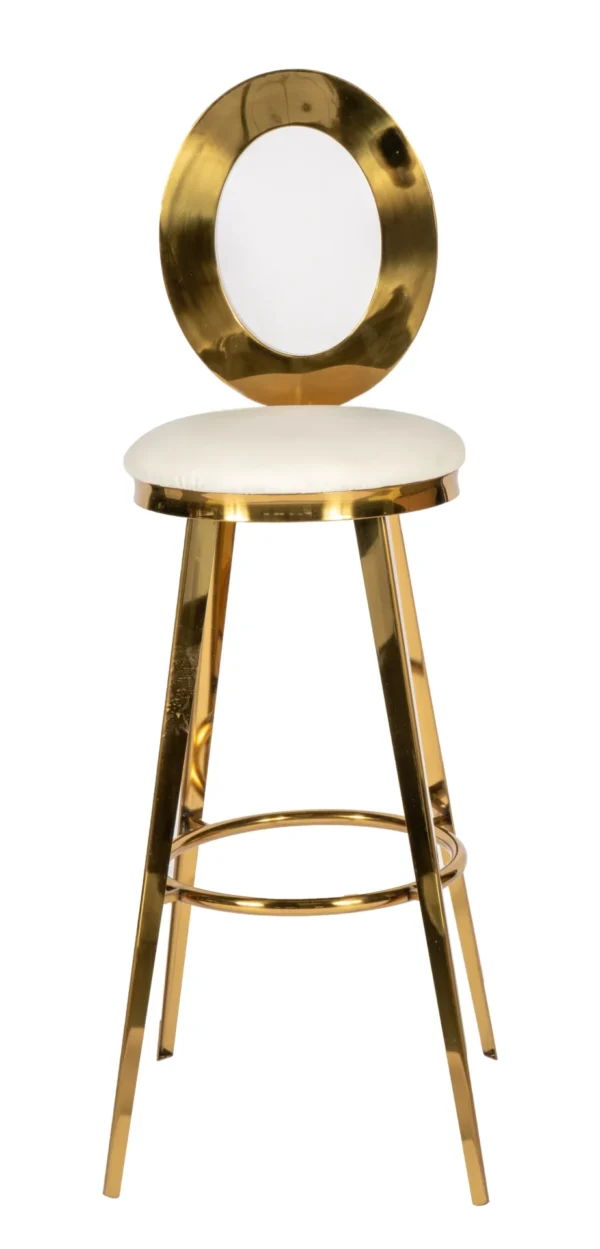 GOLD SIA STOOL WITH WHITE AND GOLD CUSHION