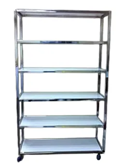 CHROME BACK BAR WITH WHITE SHELF