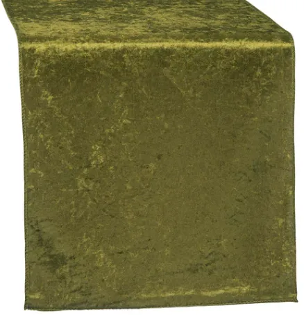 OLIVE GREEN VELVET TABLE RUNNER