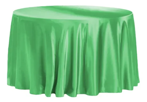 KELLY GREEN ROUND SATIN TABLECLOTH 120"