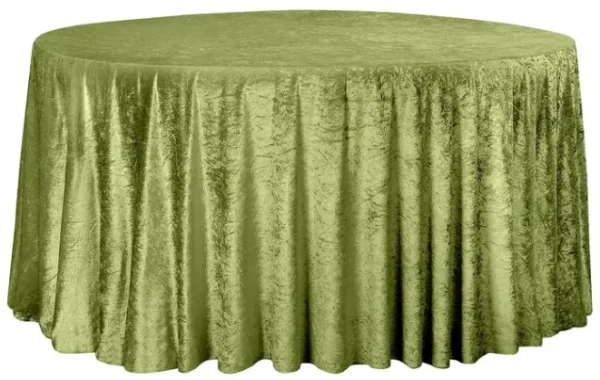 DARK MINT GREEN ROUND VELVET TABLECLOTH 132"