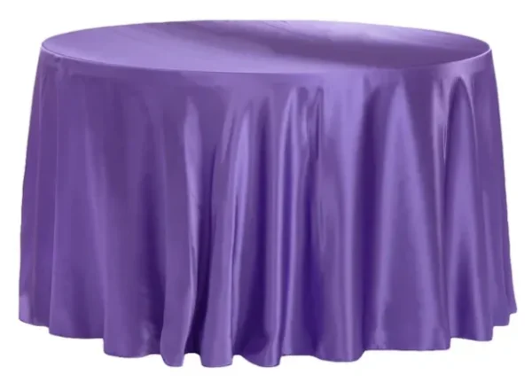 PURPLE ROUND SATIN TABLECLOTH 120"