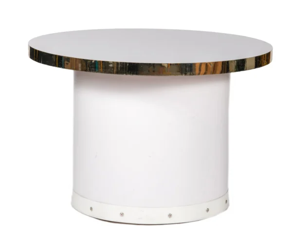 WHITE CORAL ROUND TABLE GOLD TRIM