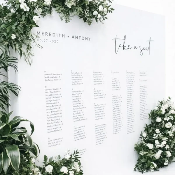 WHITE EBERN SEATING CHART WALL