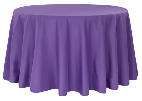 PURPLE ROUND POLYESTER TABLECLOTH 132"