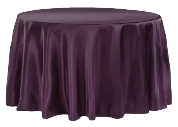 EGGPLANT ROUND SATIN TABLECLOTH 132"