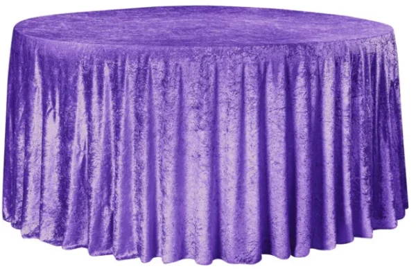 PURPLE ROUND VELVET TABLECLOTH 132"