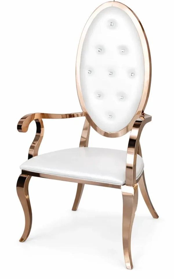 ROSE GOLD DIANA CHAIR WITH ARMS IVORY CUSHION