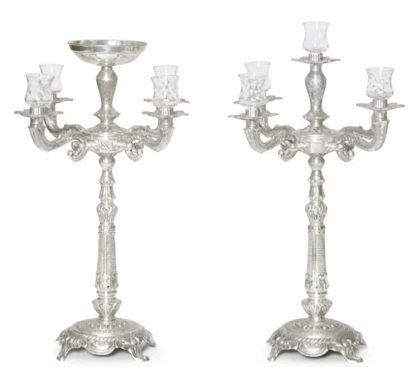 SILVER VINTAGE CANDELABRA 5-STEM