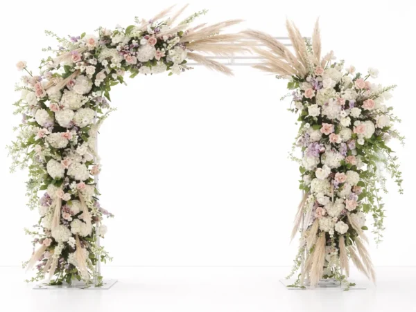 SILK FLORAL-PAMPASS ARCH WITH SQUARE TOP