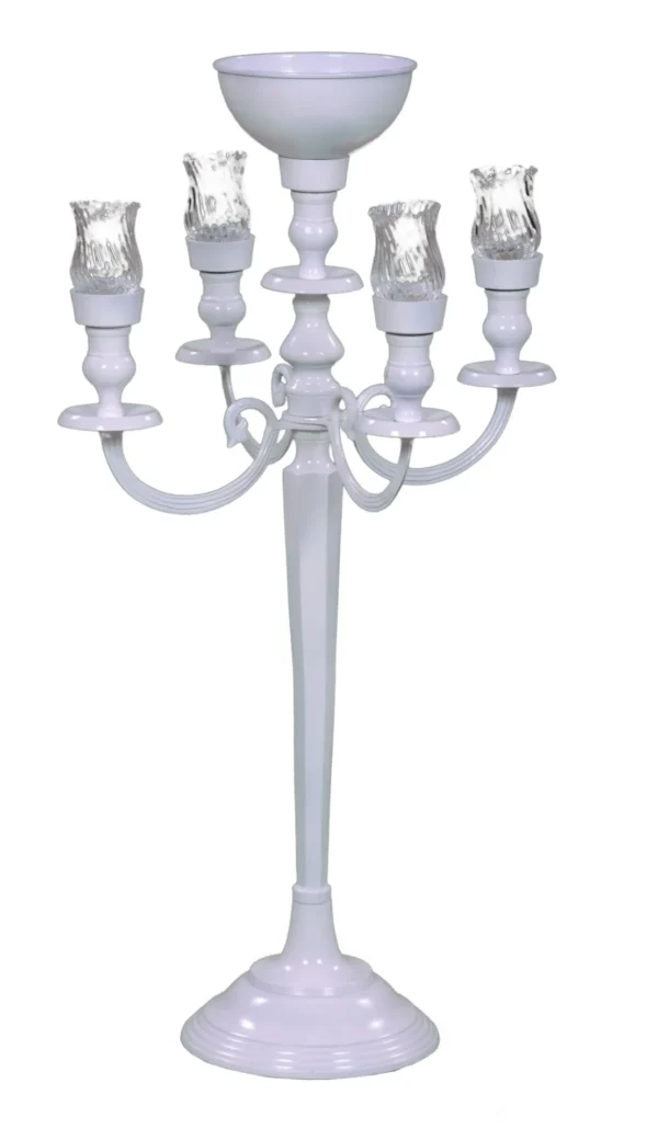WHITE CHELSEA CANDELABRA 5-STEM