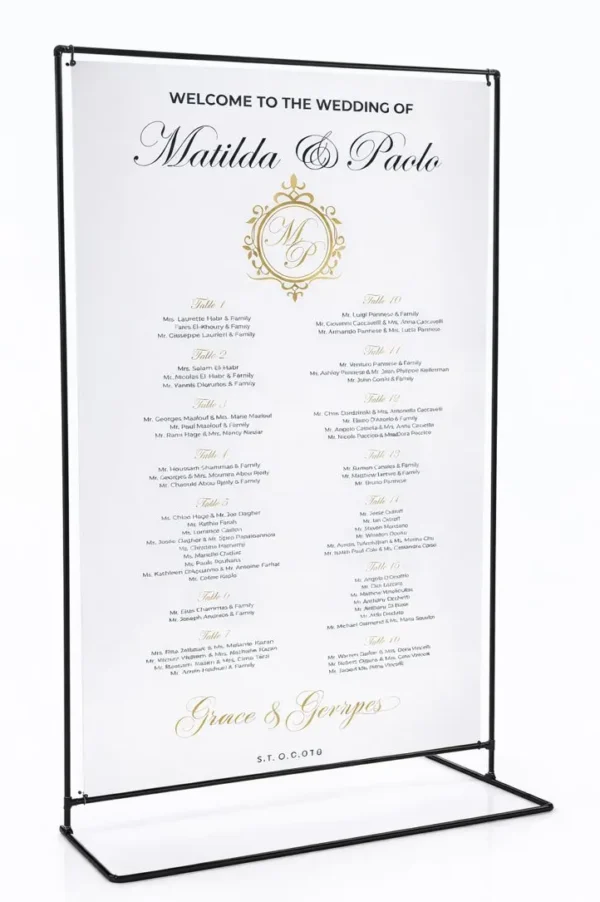 BLACK BESAN SEATING CHART WALL