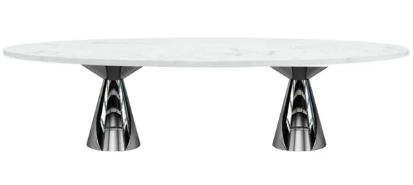 SILVER-WHITE LUXOR OVAL TABLE