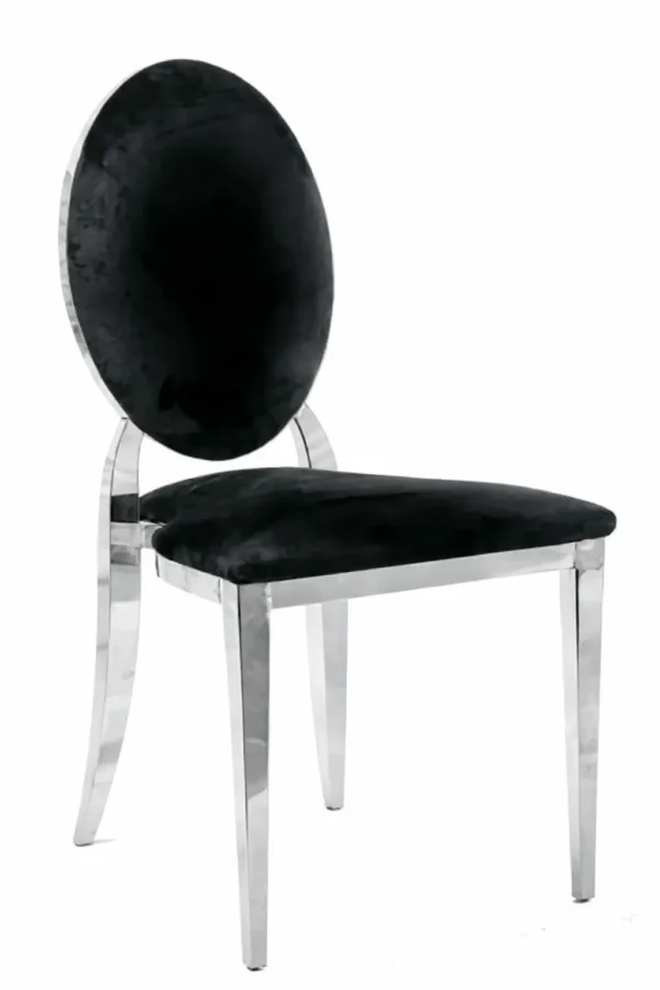 SILVER BIJOU CHAIR WITH BLACK CUSHION