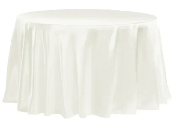 IVORY ROUND SATIN TABLECLOTH 132"