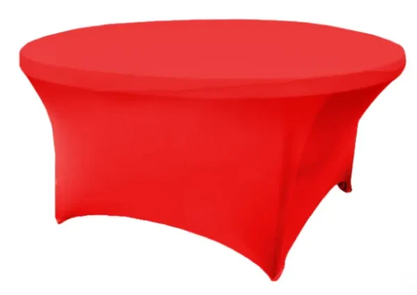 RED ROUND SPANDEX TABLECLOTH 120"