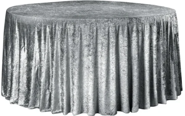 CHARCOAL ROUND VELVET TABLECLOTH 132"