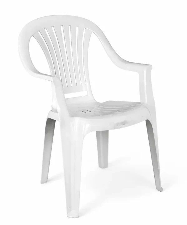 WHITE GARDEN CHAIR WITH ARMS