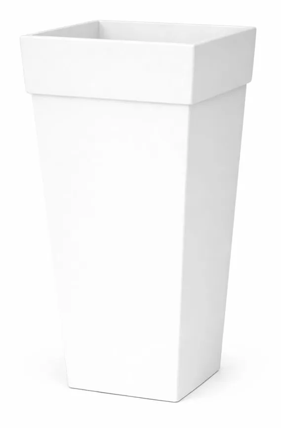 WHITE FINA SQUARE POT 32"