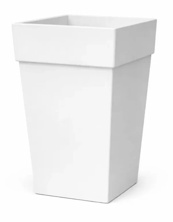 WHITE FINA SQUARE POT 24"