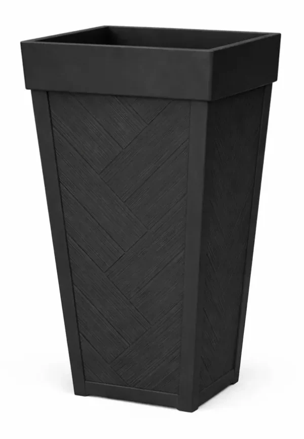 BLACK SOLENE SQUARE POT 24"