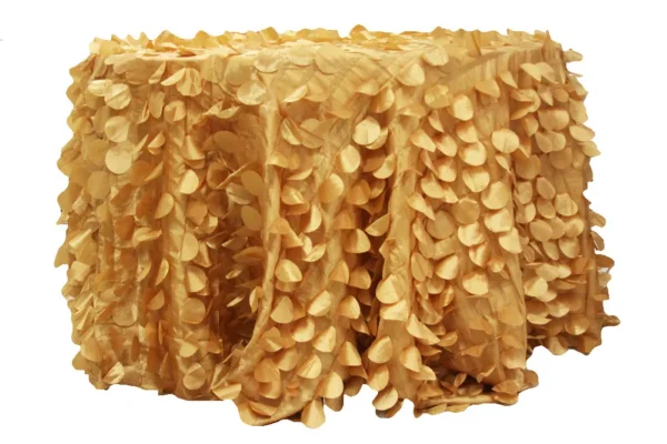 GOLD ROUND FLAMINGO TABLECLOTH 120"