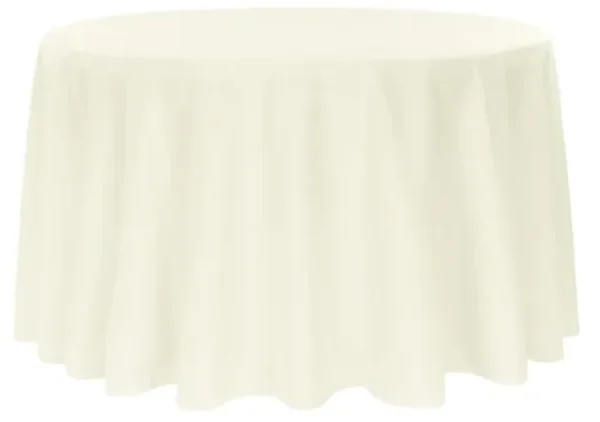 ROUND POLYESTER TABLECLOTH LIGHT IVORY 120"