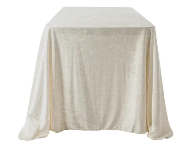 IVORY RECTANGULAR VELVET TABLECLOTH 90" X 132"