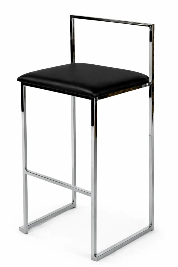 SILVER GALA STOOL WITH BLACK CUSHION