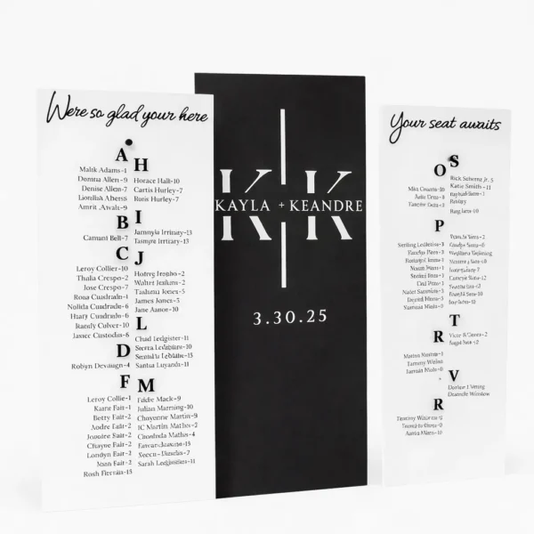 FOAMCORE SEATING CHART - MODEL - 12