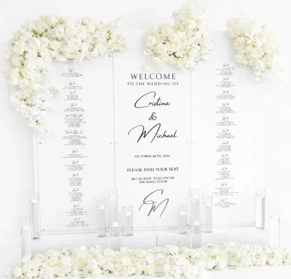 WHITE ARIANA SEATING CHART WALL