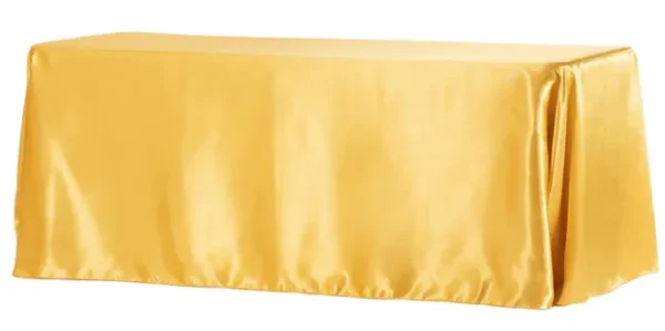 GOLD RECTANGULAR SATIN TABLECLOTH 90" X 132"