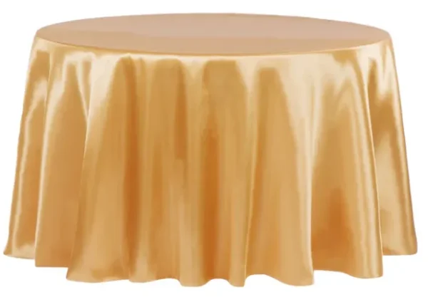 ANTIQUE GOLD ROUND SATIN TABLECLOTH 132"