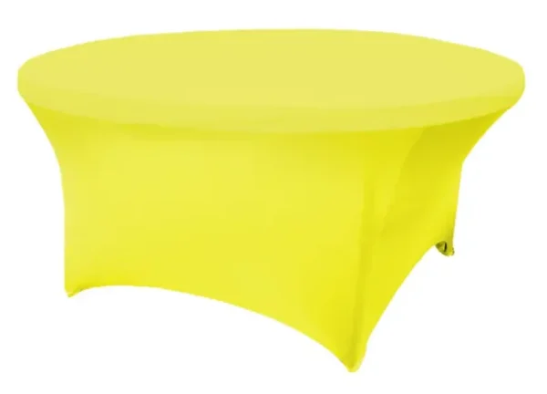 BRIGHT YELLOW ROUND SPANDEX TABLECLOTH 120"