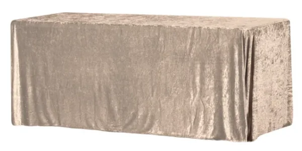 BEIGE RECTANGULAR VELVET TABLECLOTH 90" X 132"