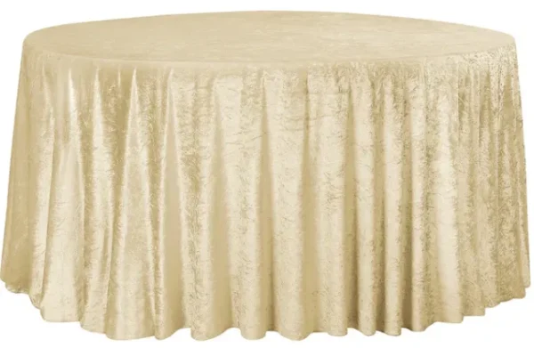 CHAMPAGNE ROUND VELVET TABLECLOTH 132"