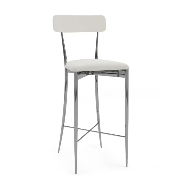 SILVER LUXOR STOOL WITH WHITE CUSHION