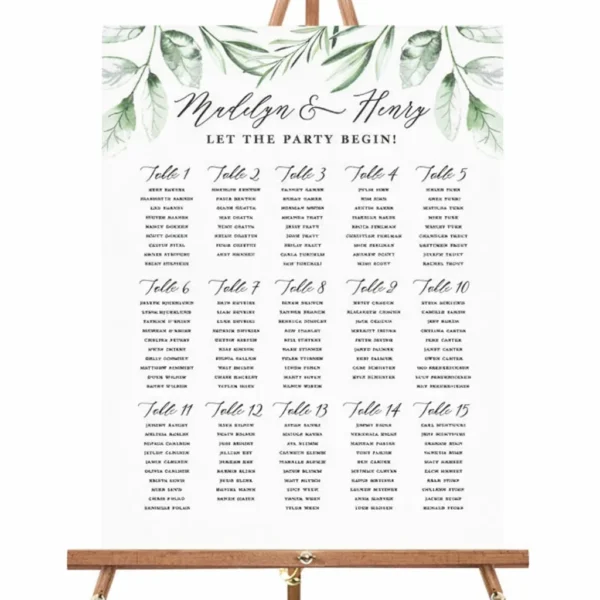 FOAMCORE SEATING CHART - MODEL - 20