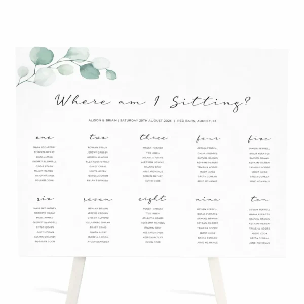 FOAMCORE SEATING CHART - MODEL - 22