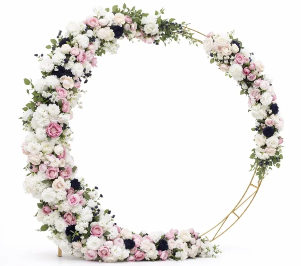 ROUND GEOMETRIC ARCH WITH SILK FLORALS