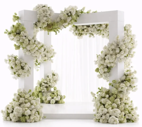 WHITE LOUANN ARCHES WITH SILK FLORALS