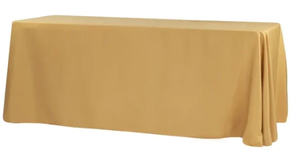 GOLD RECTANGULAR POLYESTER TABLECLOTH 90" X 132"