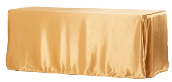 ANTIQUE GOLD RECTANGULAR SATIN TABLECLOTH 90" X 132"