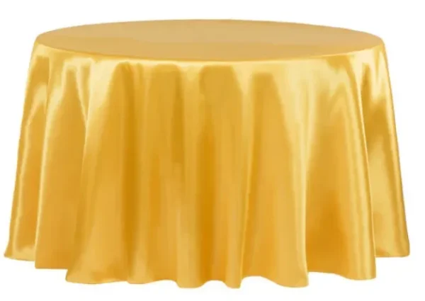 BRIGHT GOLD ROUND SATIN TABLECLOTH 120"